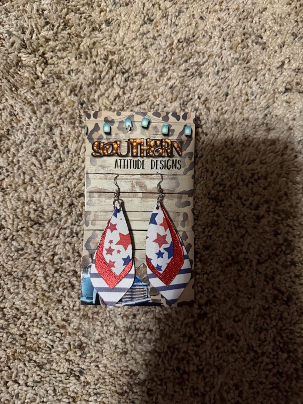 Red, White & Blue Star Drop Earrings